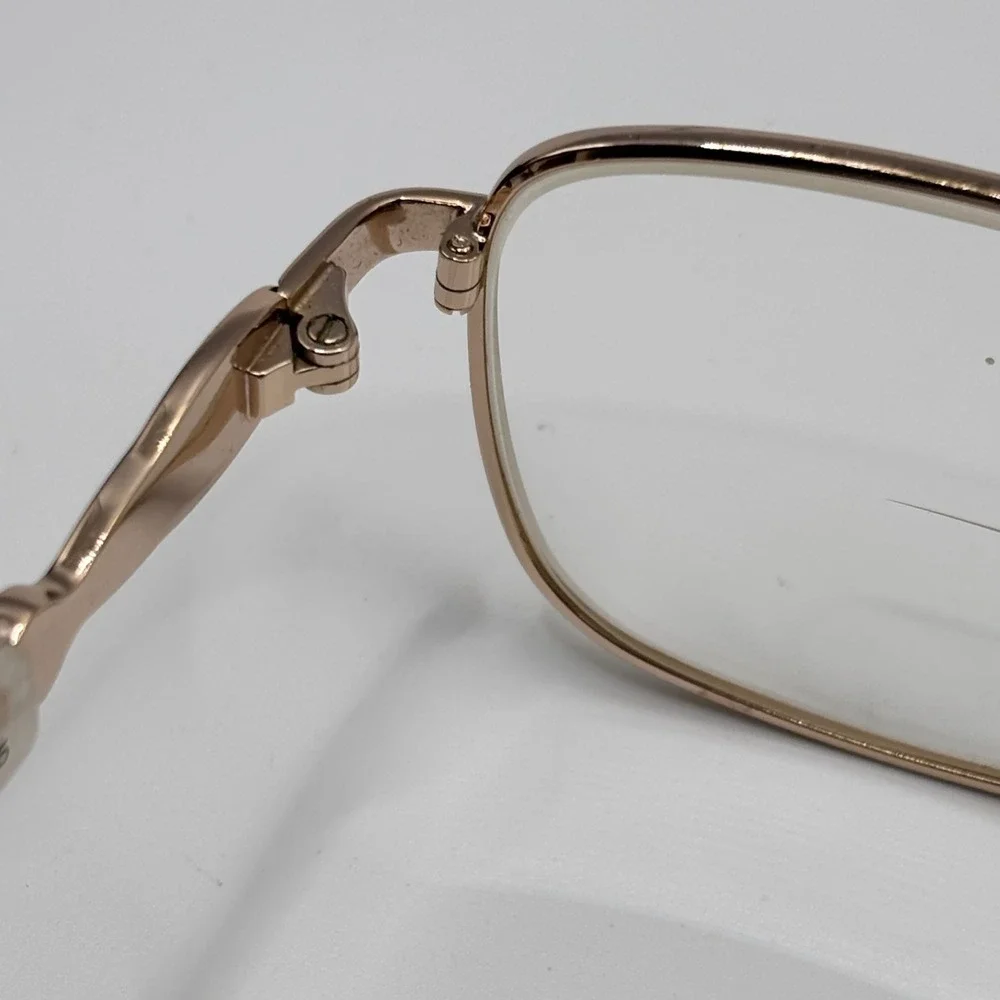 Vintage Librarian Eyeglasses Côte d'Azur‎ 53-17-135 Gold Metal Rhinestone Italy